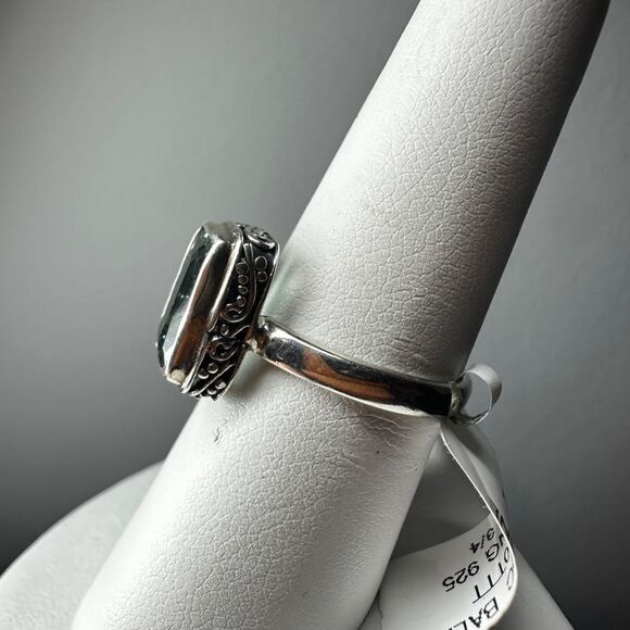 NWT 1.9ct teal Emerald Cut Aquamarine in Bali Sterling Silver Ring! - Picture 9 of 10